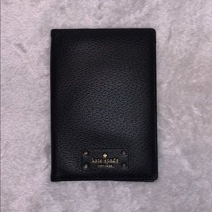 NWT kate spade black leather passport holder